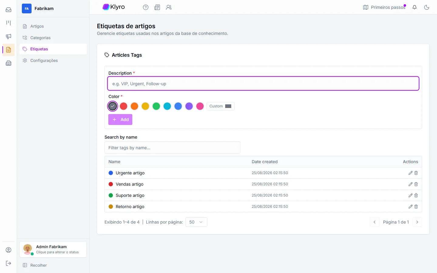 Knowledge base article tags
